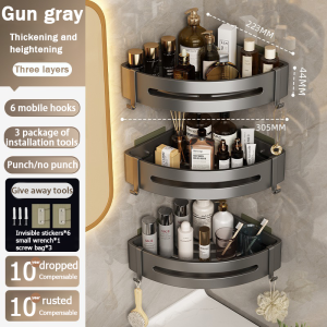 Bathroom Rack Bathroom Storage Corner Shelve Toilet Rack Shampoo Rack Wall Shelf Bilik Mandi 浴室置物架
