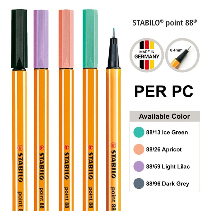 Stabilo Point 88 Fineliner Pen Pastel Colors (Needle Tip