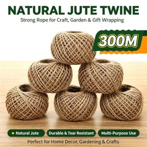 300M Natural Jute Twine Rope 1mm Twisted Hemp Cord String for Crafts DIY Gift Wrapping