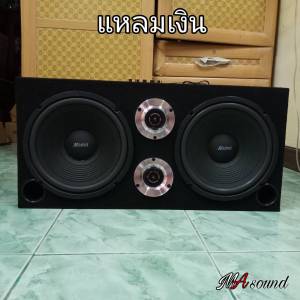 ลำโพงบลูทูธกลางแจ้ง ลำโพงฟังบ้าน ตู้ลำโพงชุด สำเร็จเสียงดี ดอก 10" X 2  ดอกทวิตเตอร์จาน 4" x2  พร้อมแอมป์คาราโอเกะ  D10K 400 w