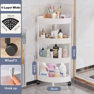 Trove 3/4/5 Layer Bathroom Corner Shelf Shower Organizer Rack With Wheel Kitchen Rack trolley shelf
