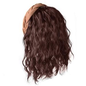 Natural Synthetic Fiber Wavy Wigs Headband Hairpiece for Women Fashion Curly Hair Extension Haircover for Quick Hairstyle