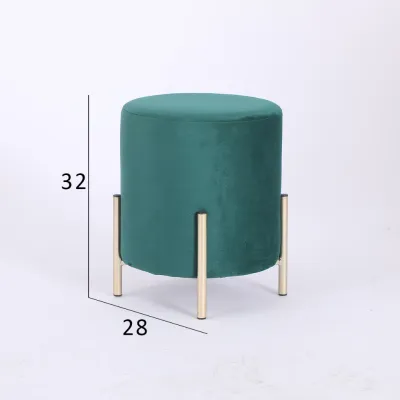 D35cm Sofa Puff Stool Bulat/Stool Kancing/Stool Polos/Kursi Rias Besi Minimalis Gold Aesthetic Bangku Ruang Tamu zyp