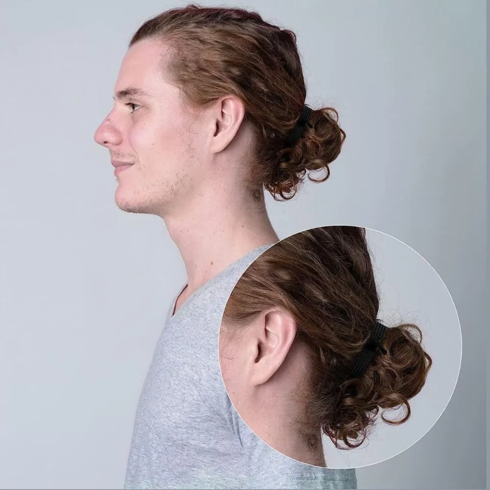 MARRIITT 6Pcs/set No Damage Knotted Mens Hair Ties Flat Solid Man