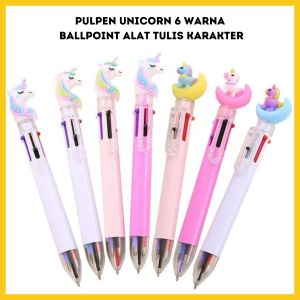 Pulpen Unicorn 6 Warna Ballpoint Perlengkapan Menulis Multicolor Pena 0.5mm Bolpen Karakter Mix Colour isi Tinta 6in1 Alat Tulis Sekolah Kantor Warna Warni Motif Kuda Pony - GP Mall
