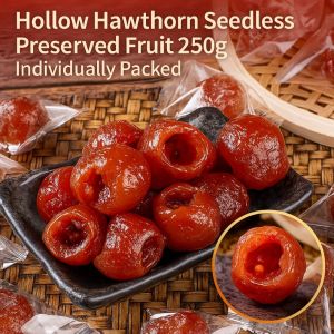 Hollow Hawthorn Seedless / Chewy Preserves Dried Fruit 250g / Individually Packed Smooth Texture Snack For Food Beverage Enthusiasts