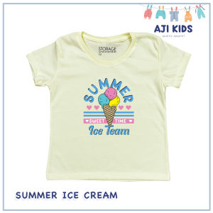 AJI Manila Girls Pastel Colored Graphic Tee with "Summer Ice Cream" Print