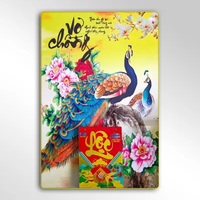 Lịch tết 2027 lịch thư pháp Vợ Chồng lịch tráng gương bằng gỗ bền đẹp theo thời gian
