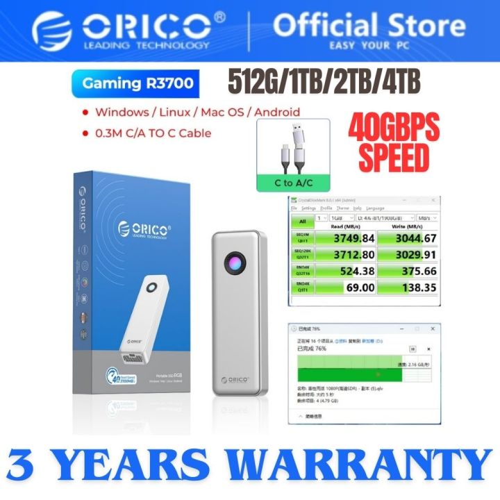 Orico 4t Ssd OG7000 NVMe SSD – 7450MB/s, AES Encryption, Up To 4TB