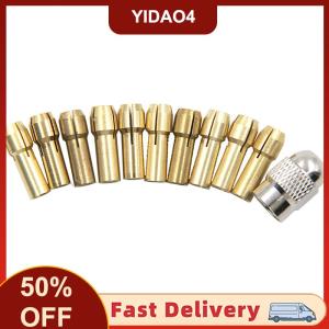 【YIDAO4】 11 cái lốc Mini khoan Brass Collet Chuck cho công cụ quay 0.5-3.2 mét brass và NUT cho Dremel Phụ kiện thiết lập