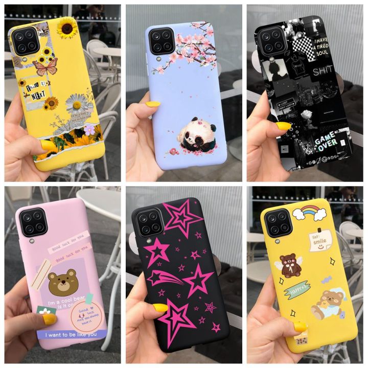 For Samsung Galaxy A12 Case SM-A125F Cute Bear Cartoon Patterrned