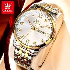 OLEVS waterproof watch for men 2023 luxury brand mens original imported waterproof 30m calendar inlaid diamond dial design swiss quartz movement stainless steel strap fashion business mens watch