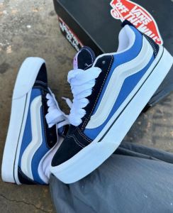 vans knu skool Black Navy Sneakers Pria dan Wanita Import BNIB