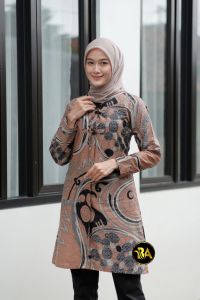 Couple Sarimbit Batik Kemeja & Tunik Kancing Motif Abstrak Katun Adem Nyaman Trendy Kekinian