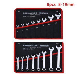 12PCS Combination Wrench Set Box Wrench 8-22mm Adjustable Spectacle Double-end Plate Factory Plate Hand Tool Hardware Tool Rib Dual-purpose Wrench Set Hand Maintenance Tool