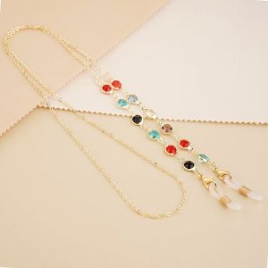 NBANLIKE Cá nhân hóa Cổ treo Bạc Dây đeo cổ Kim cương giả đầy màu sắc Dây treo Dây đeo nạ Dây chuyền kim loại Pha Lê Dây đeo kính Dây đeo kính râm Dây đeo kính kim loại Dây đeo nạ