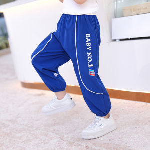 Black Pants for Kids Boys Thin Girls Casual Pants 2026 New Anti-mosquito Pants Striped Green Leg-tie Jogging Pants for 7 to 12