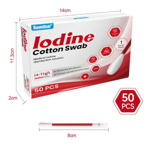 100PCS Disposable Medical Iodine Cotton Swab Disinfection Antibacterial Care Dressing for Wound Care