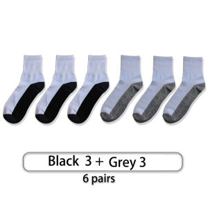 #XGMY#mens sports socks cotton thick mid top socks black and white Korean version summer gray and white womens breathable short socks