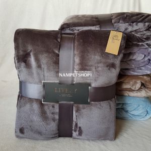 Lively ผ้าห่ม High-grade super soft pure color bright flannel plus velvet coral fleece blanket - Size 167x229 cm