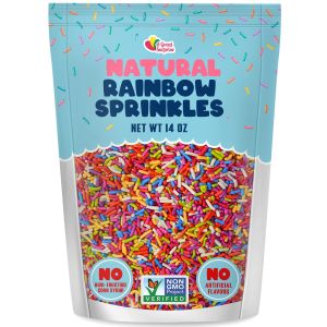 โรยหน้าสายรุ้งปลอดสี - 14 ออนซ์ - โรยหน้าสายรุ้งสีธรรมชาติ - เหมาะสำหรับวีแกนและไม่ใช่จีเอ็มโอ ใช้ตกแต่งไอศกรีม คุกกี้ คัพเค้ก และเค้ก
