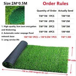 (Buy 1 get 1 free) Low price Fake Artificial Grass Carpet Outdoor Rug 3cm Realistic Thick Turf for Garden 2Meters Width (Gift of grape leaves)