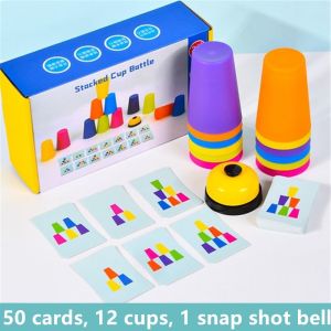 Children Stacking Cups Stacked Cup Battle Color Cognition Quick Stacks Cups Train Logical Thinking