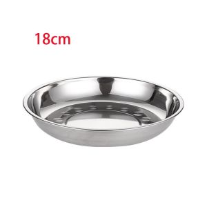 MYTHIS 14-28cm Multi-Size Stainless Steel Plates Non-ic Reusable Deep Dinner Plates Reusable Deep Design Metal Serving Platter For Kitchen