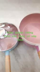 Chảoquánh chống dính sâu lòng sử dụng cho bếp từ -bếp hồng ngoại - đa năng tay cầm gỗ dài Pastel