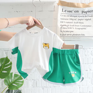 Cute Cartoon baby boys T-shirt Short Sleeve Two Piece Cotton Summer Childrens clothing Set lovely Girl clothes suits