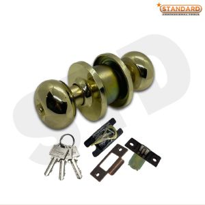 Standard Gold Circle Doorknob Heavyduty for Wood & Metal BestSelling with Complete Lockset & Easy Installation Guide