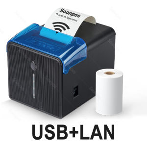 Soonpos Bluetooth WiFi 80mm Kitchen POS Thermal Receipt Printer with USB/LAN/Serial Ports Oil and Splash Resistant Cover Sound Alert Wall Mount Support Cash Drawer Compatible With Food panda Loyverse POS