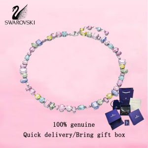 💎 Swarovski 💎 Womens fashion necklace S925 Sterling Silver Mixed Cut Multicolor Crystal Gemstone 5656397 Gema Necklace Valentines Day gift Birthday gift