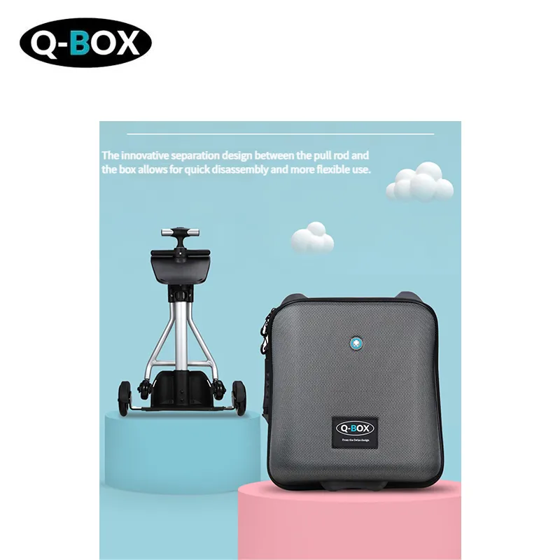 QBOX Kids Ride-On Luggage , Rideable Travel Suitcase with Pull Rod