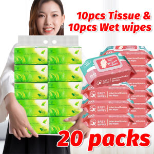 Combo 40 Packs Wipes (20 Packs) And Tissue (20 Packs)