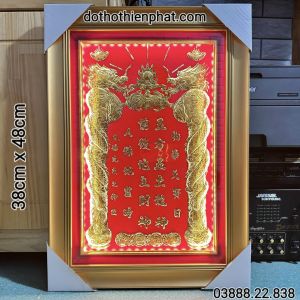 BÀI VỊ DÁT VÀNG 24K CÓ ĐÈN 48X 68 (NHIỀU KÍCH THƯỚC):MÀU ĐỎ