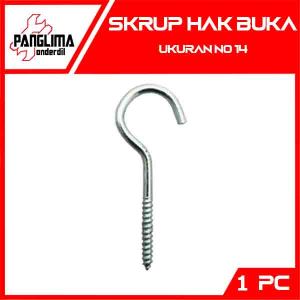 Skrup Hak Terbuka Ukuran No 6 8 10 12 14 Cantolan Kait Kaitan Screw hook Screwhook Buka Tanda Tanya Ulir Sekrup Kapstok Kandang Burung