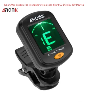 Tuner gitar dengan clip mengatur stem senar gitar LCD Display 360 Degree