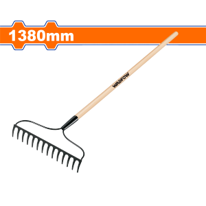 WADFOW Carbon Steel Garden Rake 14 Teeth / Length: 1380mm Wooden Handle WXW3314 WAD-HT OSOS