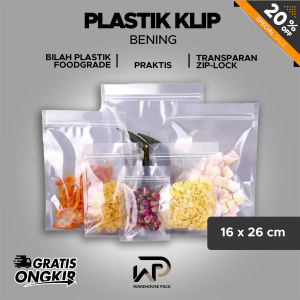 ( 50 Pcs ) Plastik Klip Bening 16 x 26 | Ziplock Flat Transparant | Plastik Ziplock Snack | Plastik Klip PP Bening