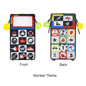 Baby Tummy Time Toys Cloth Books with Mirror Sensory Black and White High Contrast Early Educational Hanging Toy for Toddlers