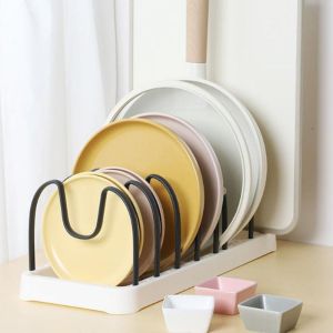 CINDYKHBKJ Plastic Pot Lid Holder Adjustable U-shaped Cutlery Storage Rack Durable Detachable Pot Lid Rack for Home