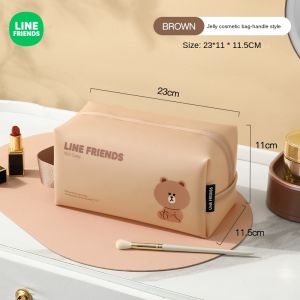 แท้ 100% Line Friends กระเป๋าเครื่องสำอางกันน้ำแบบพกพา Travel ว่ายน้ำกระเป๋าอาบน้ำ ป้องกันการเปรอะเปื้อน ของขวัญวันเกิดสีน้ำตาลกันความชื้น LFB46