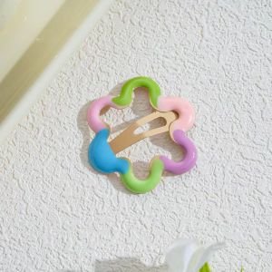 Kẹp tóc trẻ em hoa sáu màu gradient cầu vồng hoa nhỏ giọt dầu mới dễ thương đa năng kẹp tóc cho bé gái bán buôn