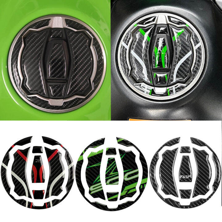 D Carbon Fiber Motorcycle Fuel Tank Pad Cap Decals Gas Cap Sticker For