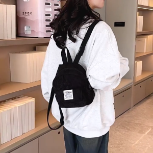 Women Aesthetic Backpack Small Travel Backpack Girl Teenage Corduroy Backpack Student School Backpack for College Work