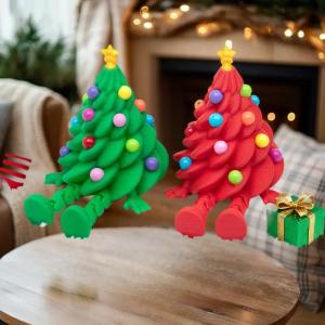 [fenggongshuode] 3D In Giáng Sinh Dễ Thương Máy Tính Để Bàn Đồ Trang Trí Cây Giáng Sinh Với Đầy Màu Sắc Khớp Và Di Chuyển Hình Dạng Món Quà Giáng Sinh Trang Trí