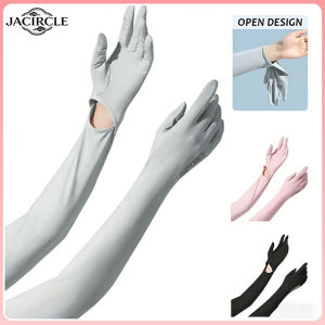 Ice Silk Sun Protection Sleeves Gloves Anti UV Breathable Long Arm Cover Outdoor Summer Cooling Stretch Sarung Tangan