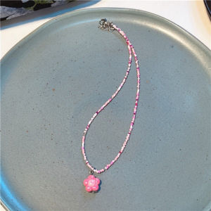 🔥🔥Roman Holiday Colorful Tulip Flower Bead Necklace Women Niche Dopamine Collarbone Chain Sweet Cool Style Accessory