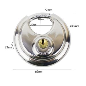 70mm With 2 Keys Disc Lock Stainless Steel Disc Lock Padlock Door Lock Cabinet Lock